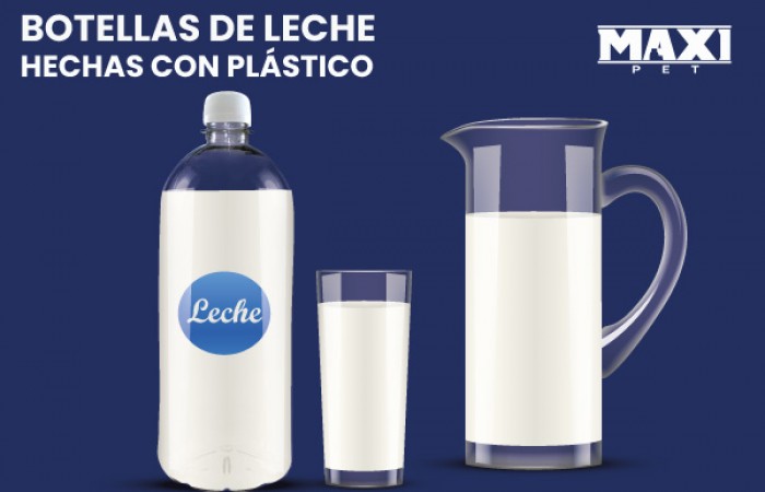 Botellas de leche hechas con plástico